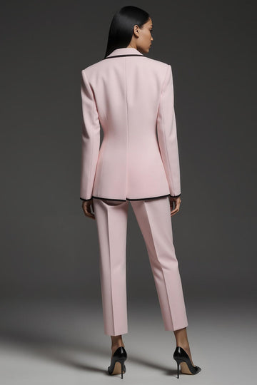 Rose 2 Pièce Cranté Revers Un Bouton Femmes Costumes